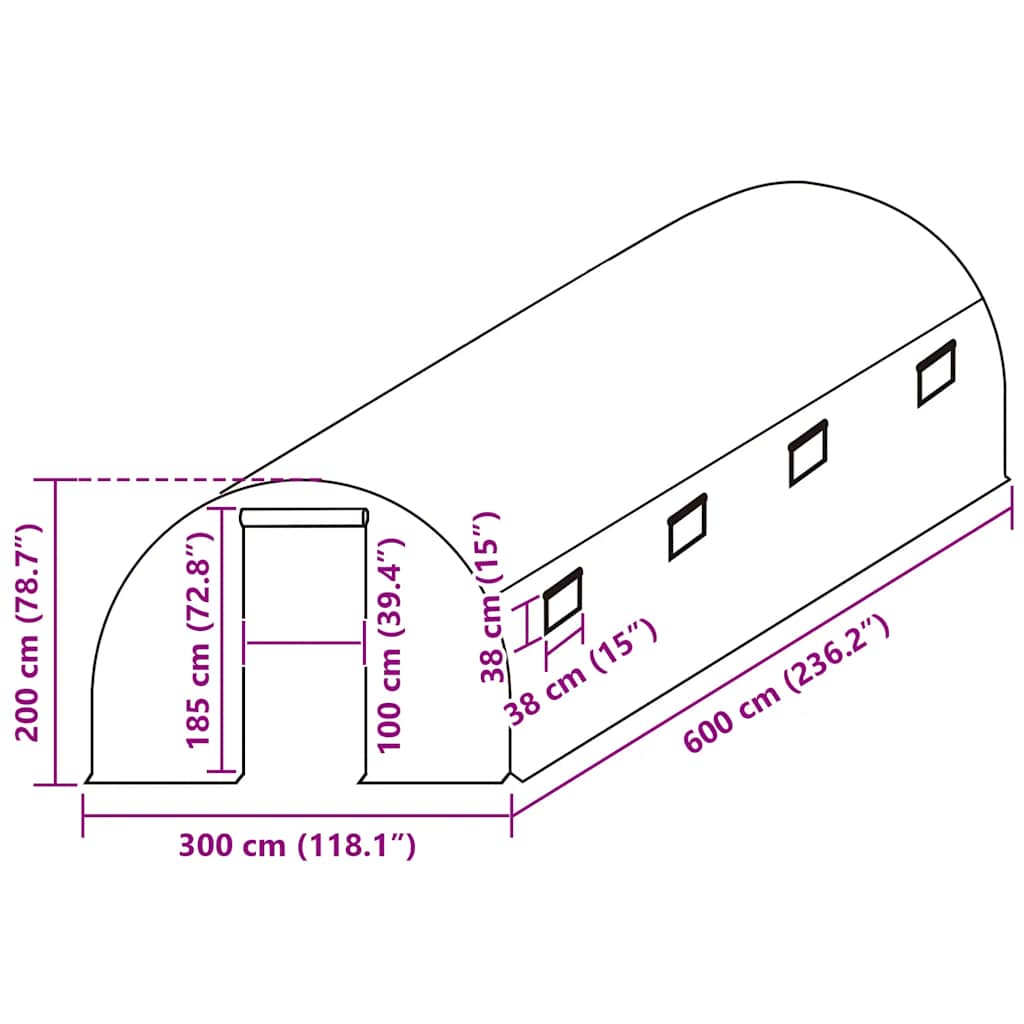 Zamjenski pokrov za plastenik (18 m²) 300 x 600 x 200 cm zeleni