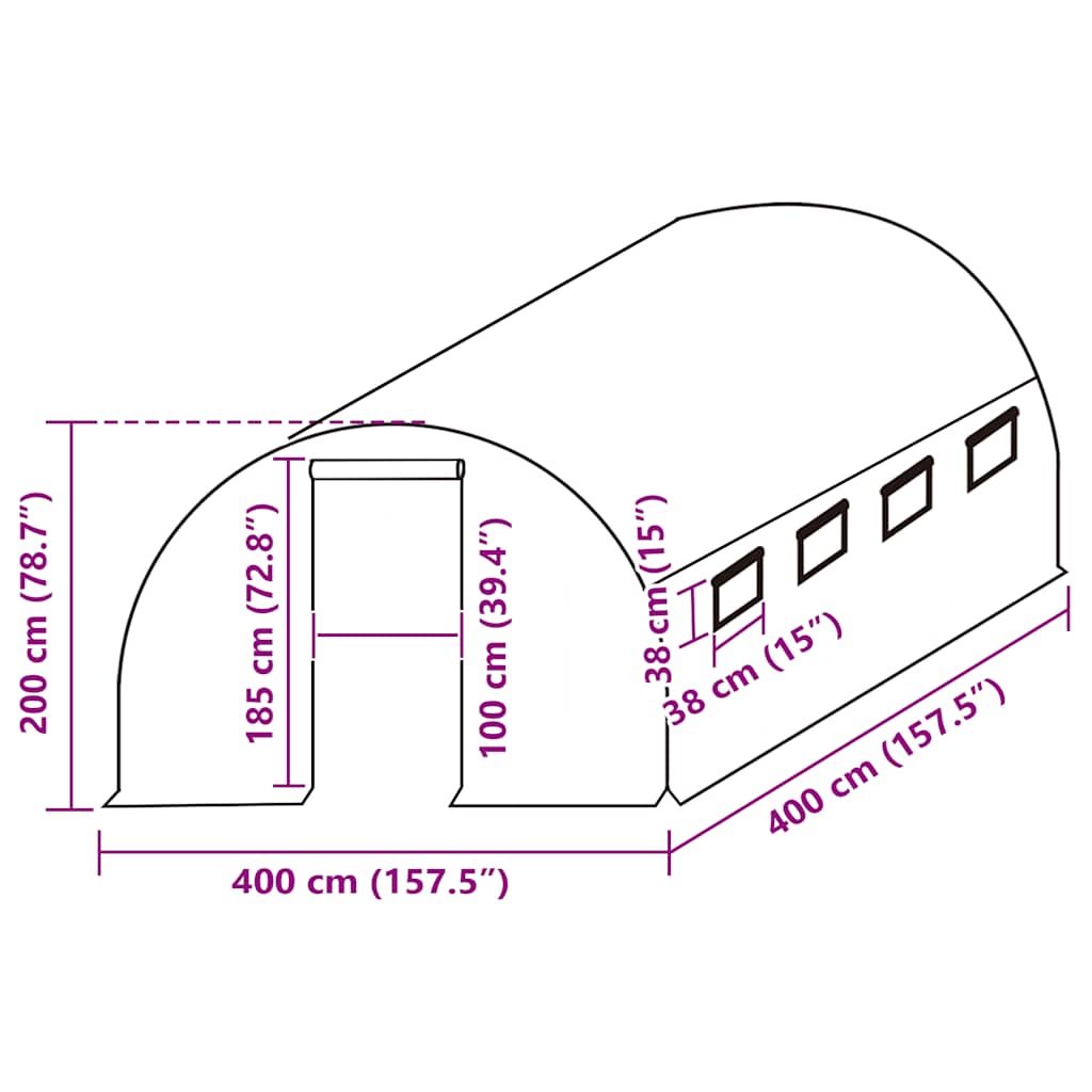 Zamjenski pokrov za plastenik (16 m²) 400 x 400 x 200 cm zeleni