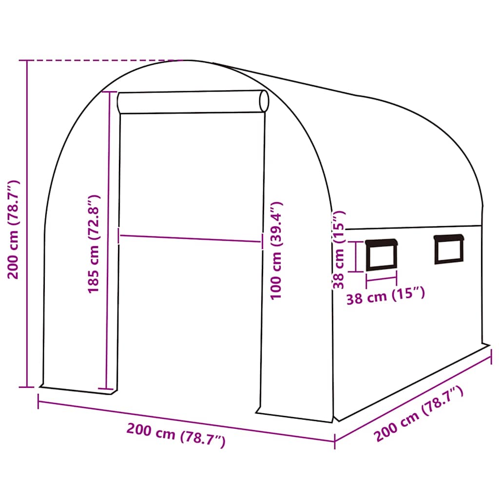 Zamjenski pokrov za plastenik (4 m²) 200 x 200 x 200 cm zeleni