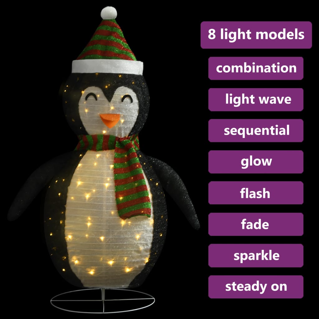 Ukrasna božićna figura pingvina LED od luksuzne tkanine 60 cm
