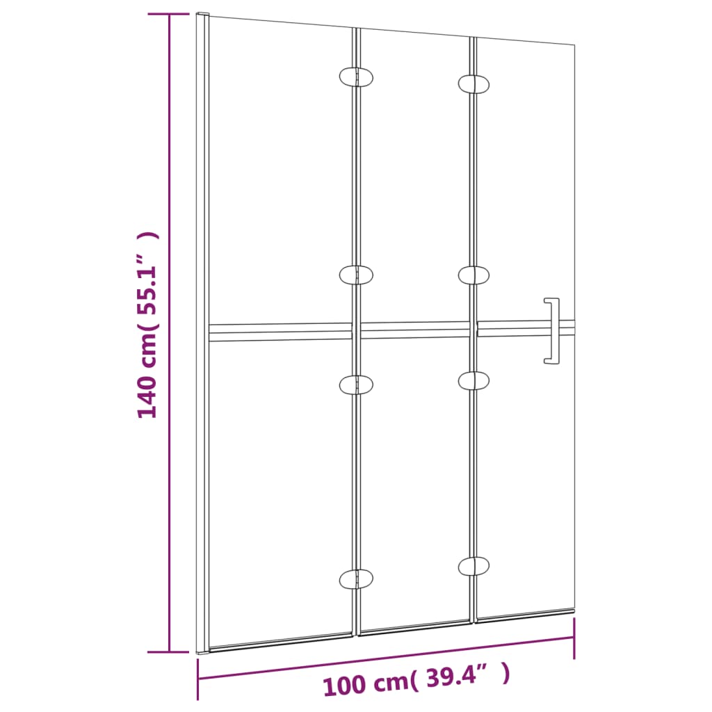 Sklopiva pregrada za tuš ESG 100 x 140 cm bijela