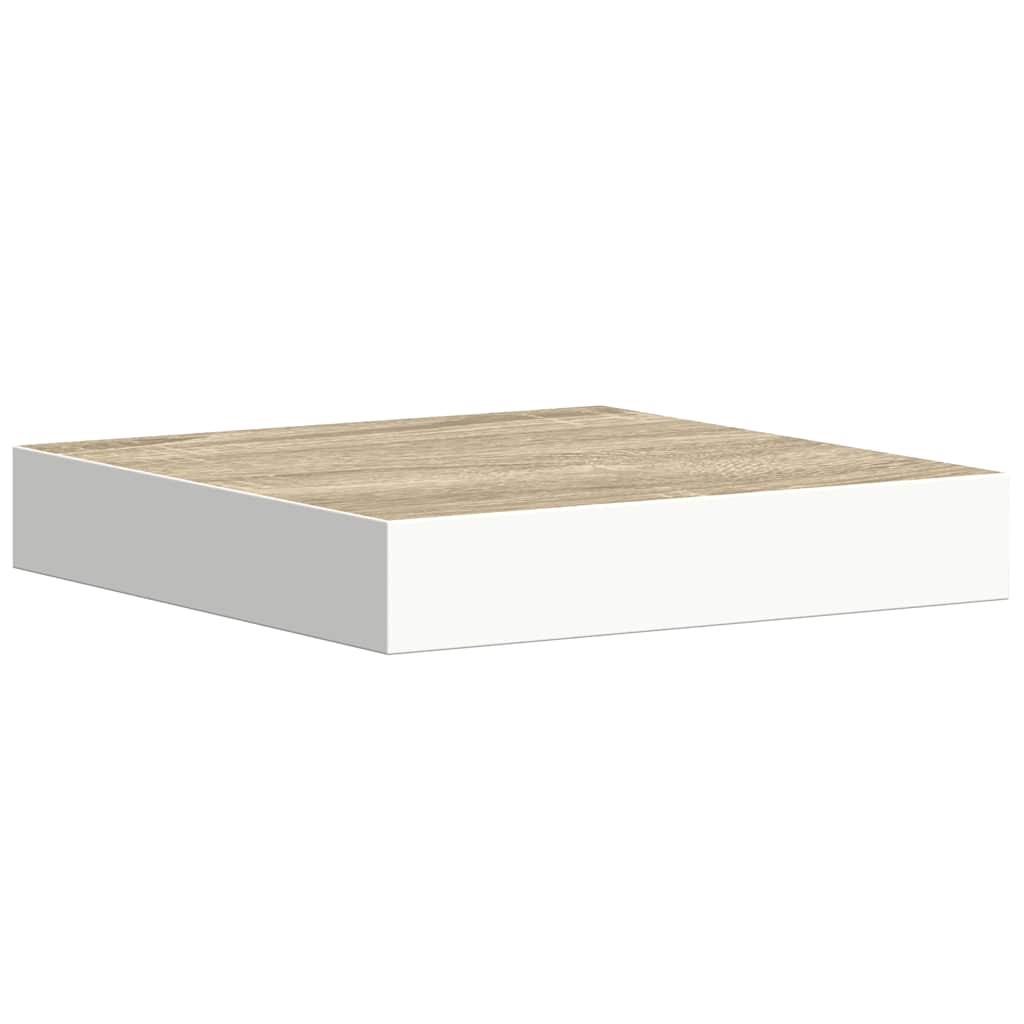 Plutajuće zidne police 2 kom hrast i bijele 23x23,5x3,8 cm MDF