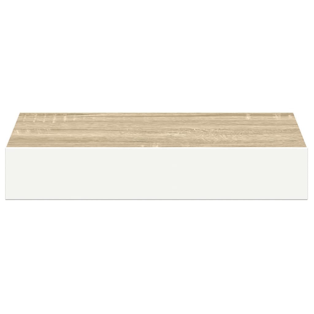 Plutajuće zidne police 2 kom hrast i bijele 23x23,5x3,8 cm MDF