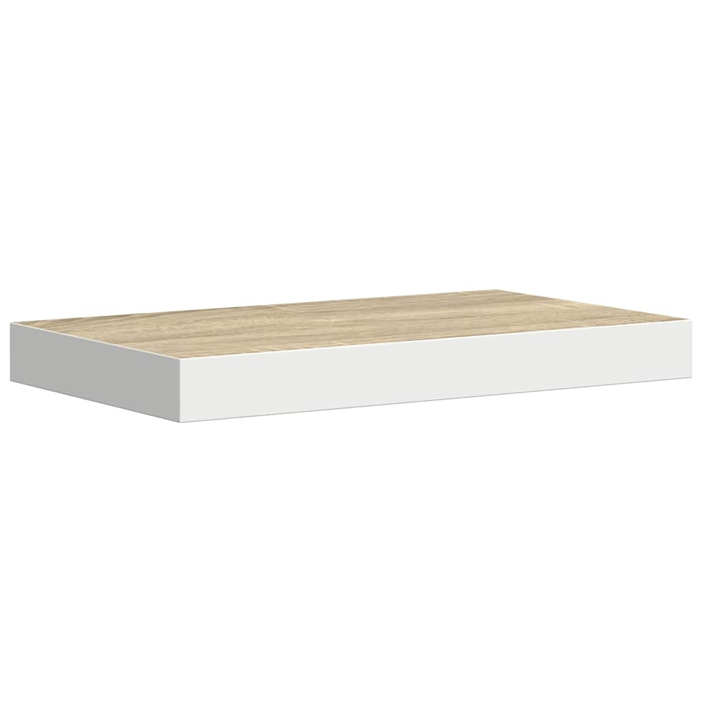 Plutajuće zidne police 2 kom hrast i bijele 40x23x3,8 cm MDF