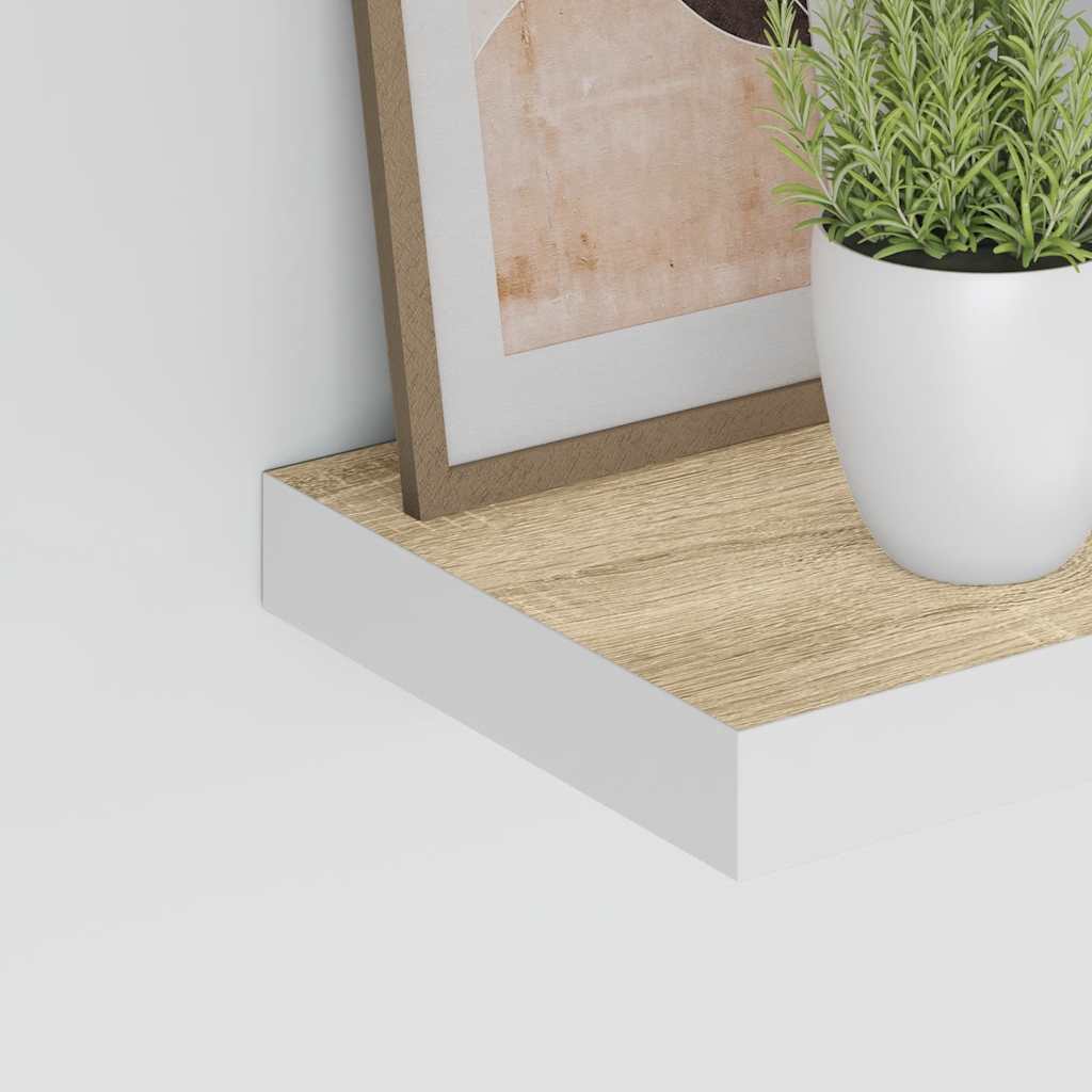 Plutajuće zidne police 4 kom hrast i bijele 50x23x3,8 cm MDF