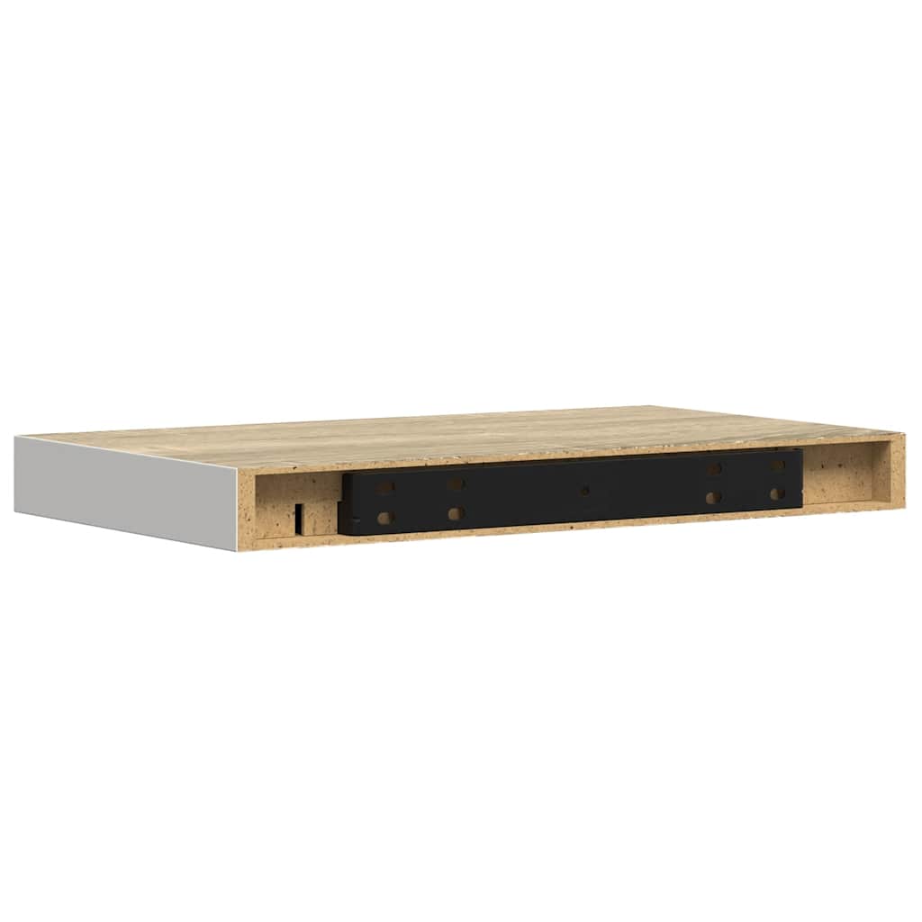 Plutajuće zidne police 4 kom hrast i bijele 50x23x3,8 cm MDF