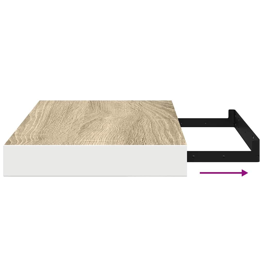 Plutajuće zidne police 4 kom hrast i bijele 50x23x3,8 cm MDF