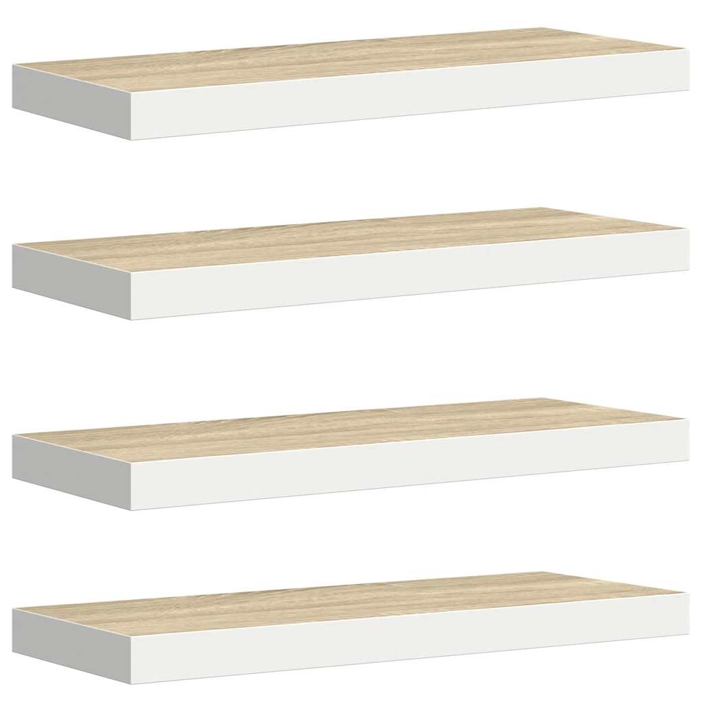Plutajuće zidne police 4 kom hrast i bijele 60x23,5x3,8 cm MDF