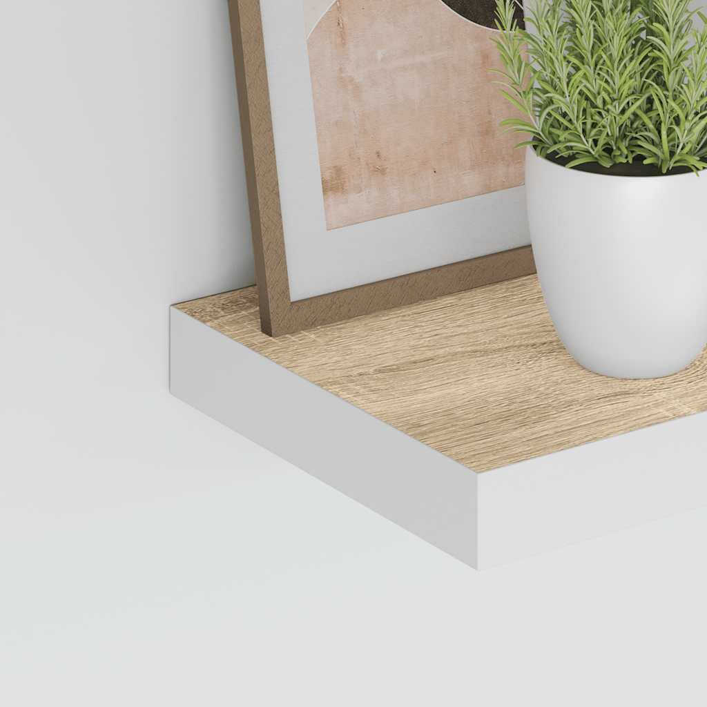 Plutajuće zidne police 4 kom hrast i bijele 60x23,5x3,8 cm MDF