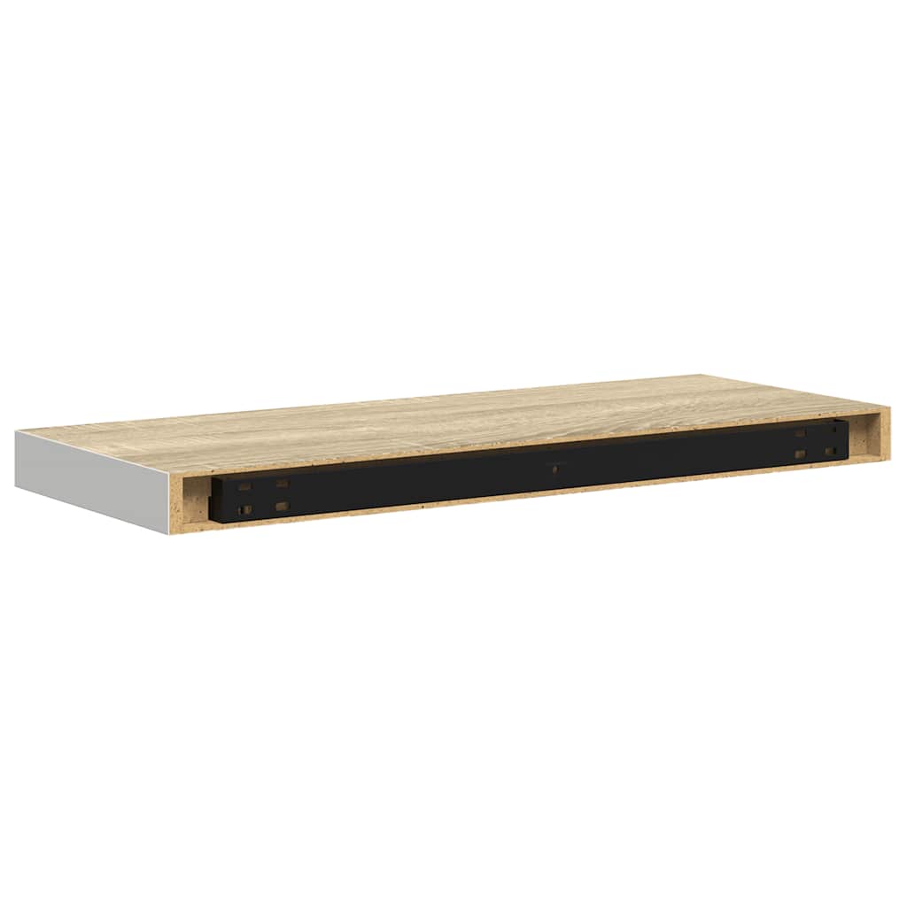 Plutajuće zidne police 4 kom hrast i bijele 60x23,5x3,8 cm MDF