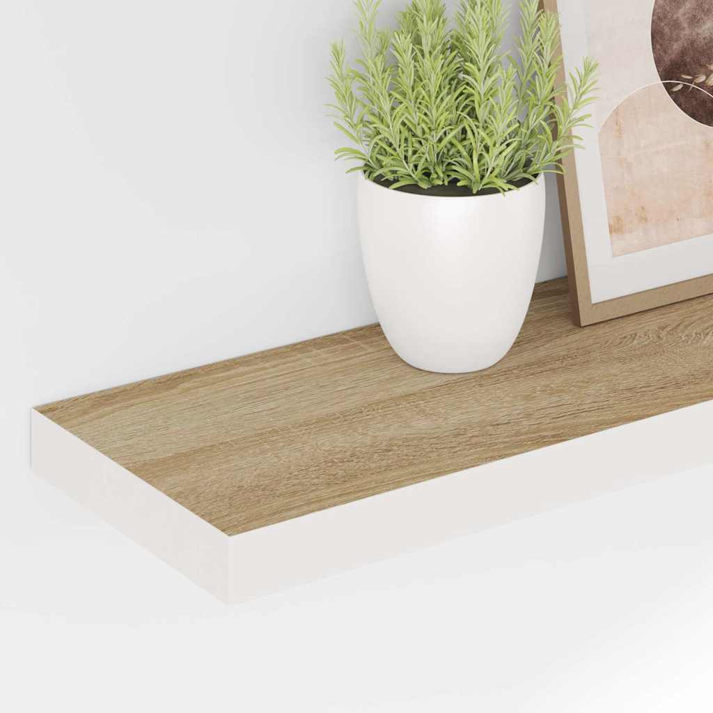 Plutajuće zidne police 4 kom hrast i bijele 80x23,5x3,8 cm MDF