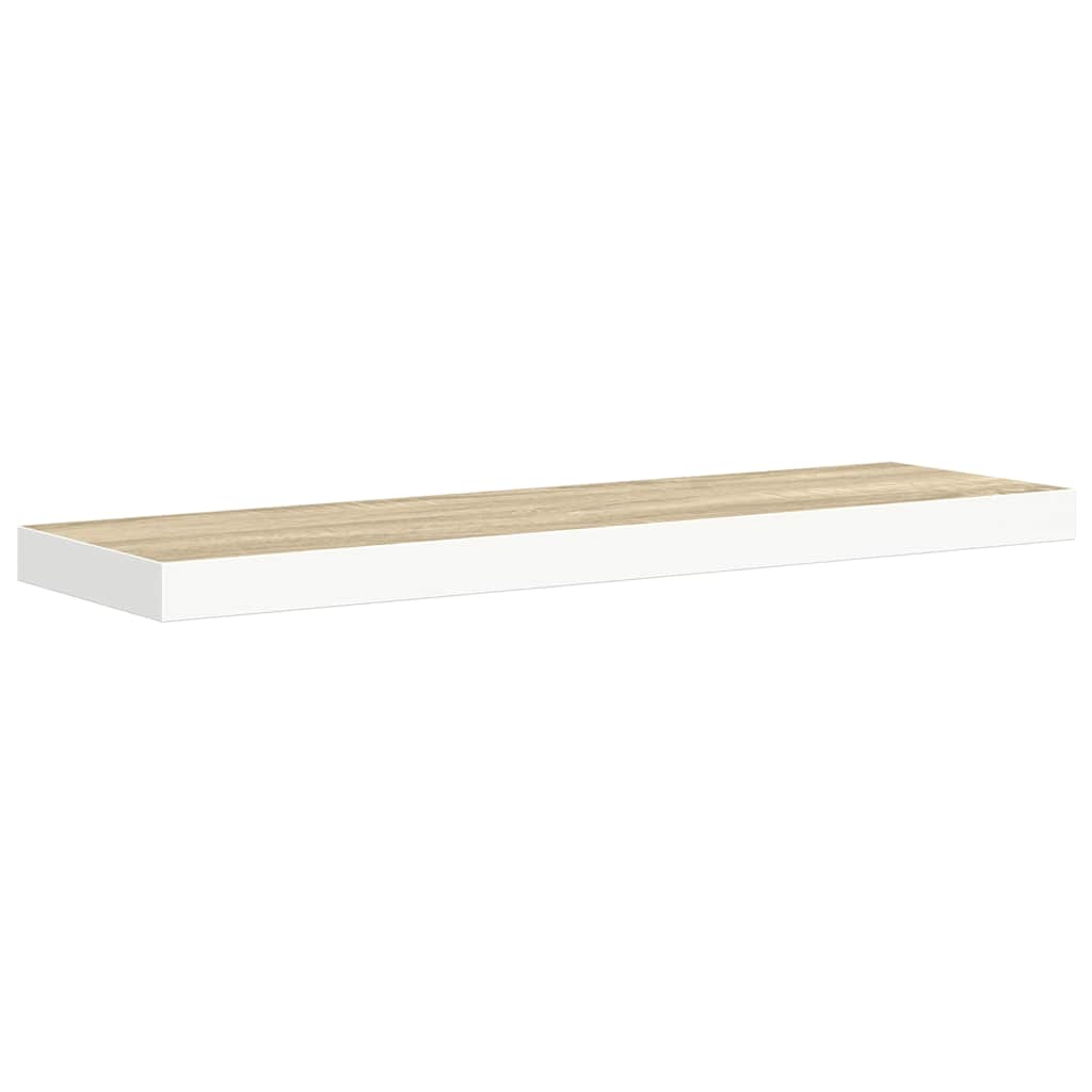 Plutajuće zidne police 4 kom hrast i bijele 80x23,5x3,8 cm MDF