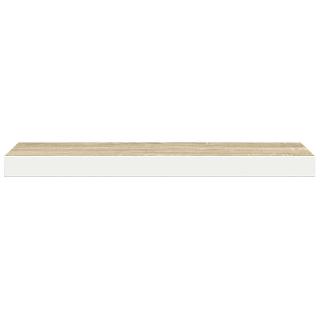 Plutajuće zidne police 4 kom hrast i bijele 80x23,5x3,8 cm MDF