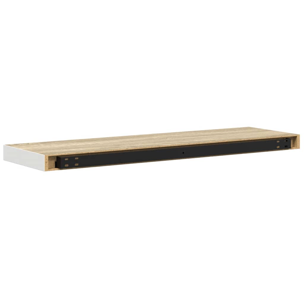 Plutajuće zidne police 4 kom hrast i bijele 80x23,5x3,8 cm MDF