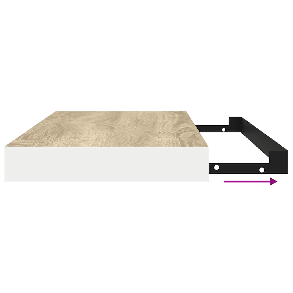 Plutajuće zidne police 4 kom hrast i bijele 80x23,5x3,8 cm MDF
