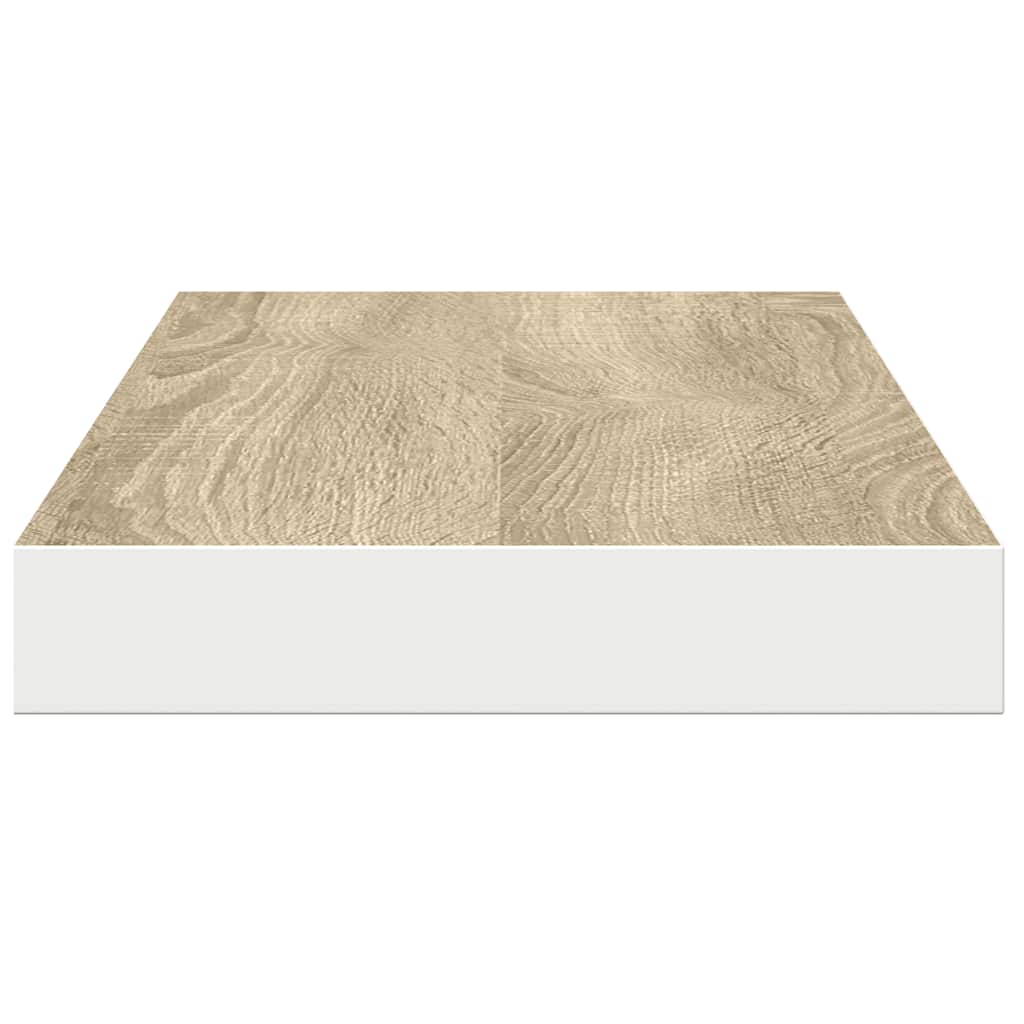Plutajuće zidne police 2 kom hrast i bijele 90x23,5x3,8 cm MDF