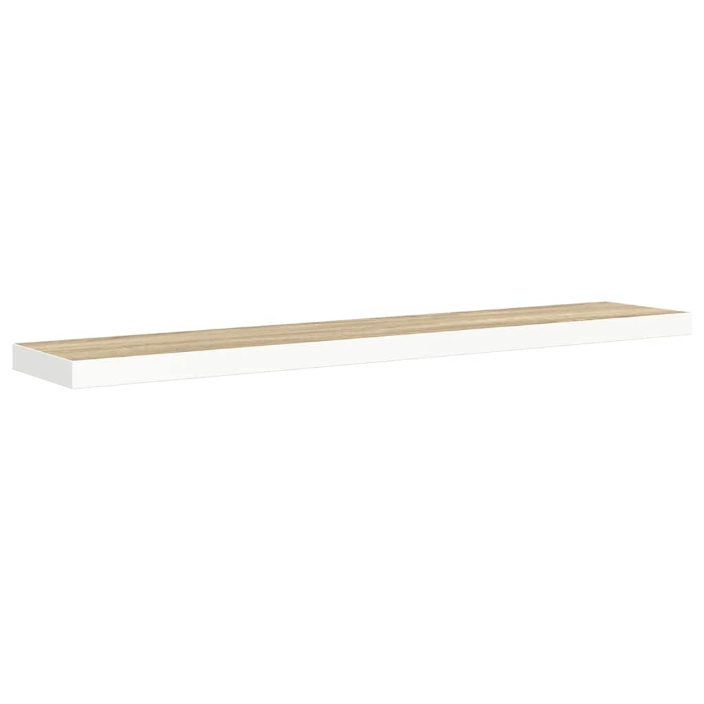Plutajuće zidne police 2 kom hrast i bijele 120x23,5x3,8 cm MDF