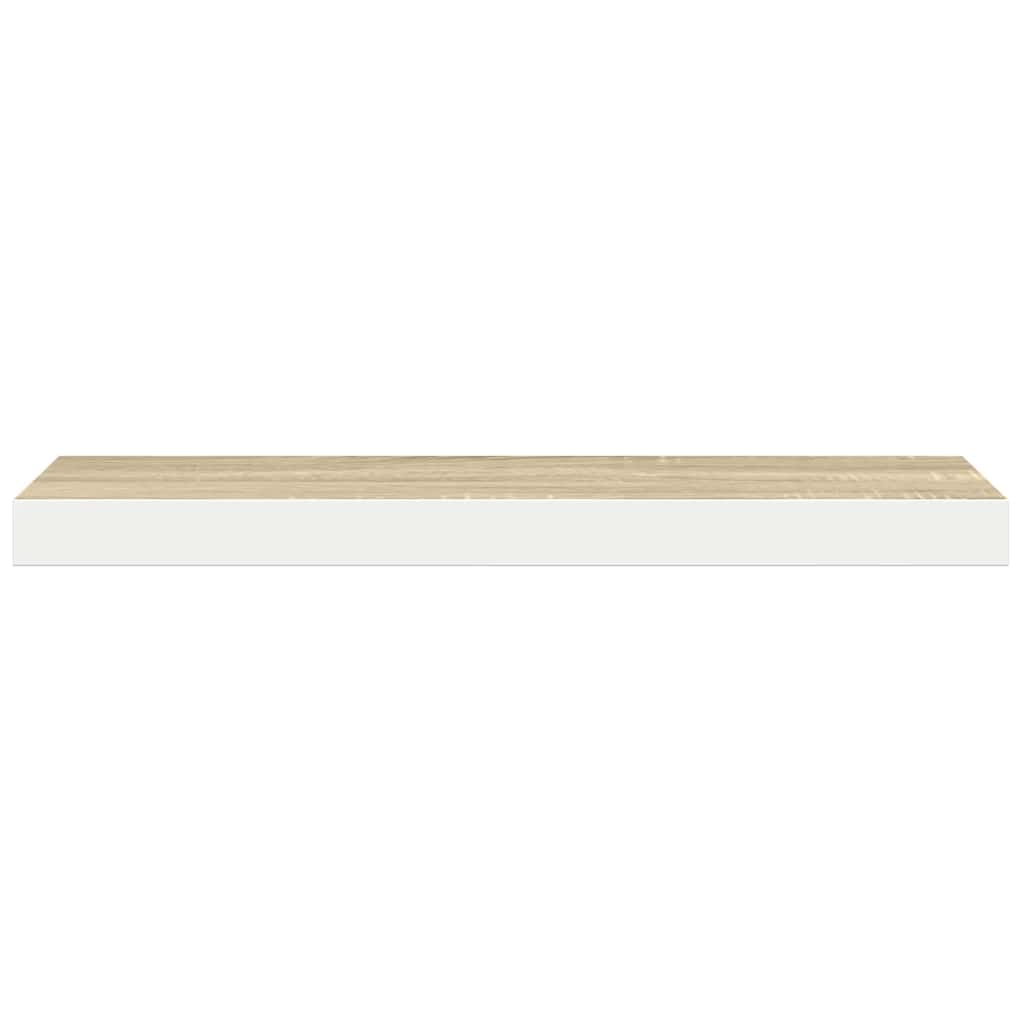 Plutajuće zidne police 2 kom hrast i bijele 120x23,5x3,8 cm MDF