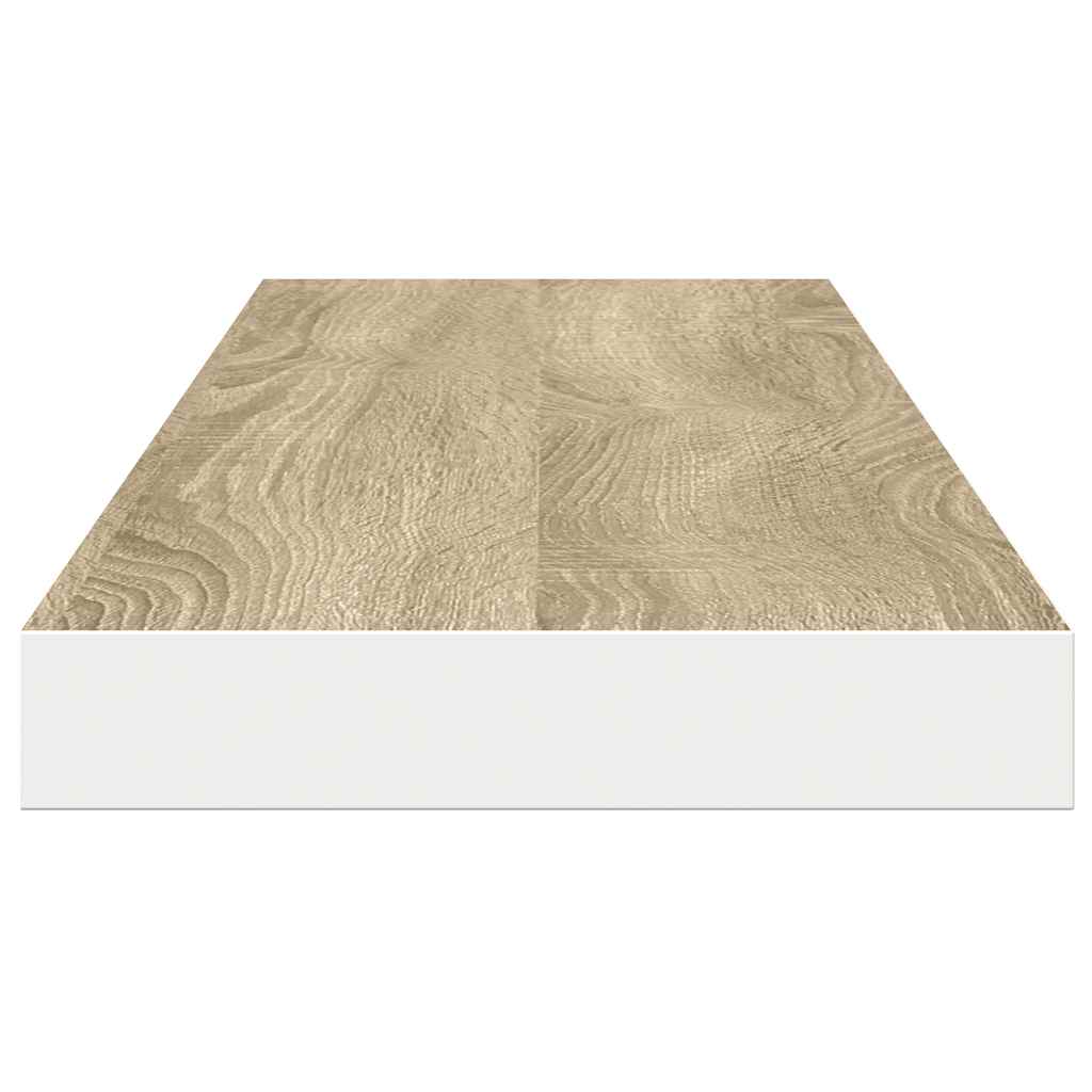 Plutajuće zidne police 2 kom hrast i bijele 120x23,5x3,8 cm MDF