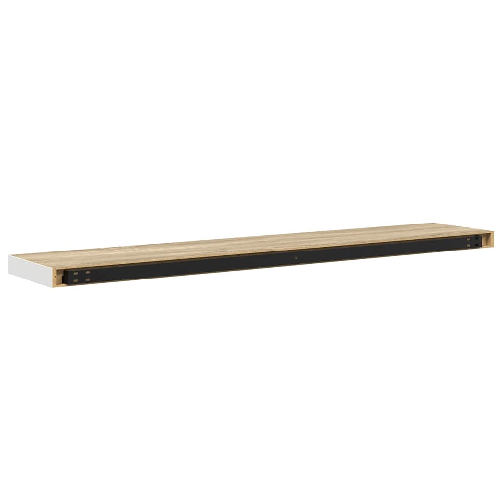 Plutajuće zidne police 2 kom hrast i bijele 120x23,5x3,8 cm MDF