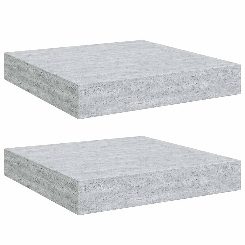 Plutajuće zidne police 2 kom boja betona 23 x 23,5 x 3,8 cm MDF