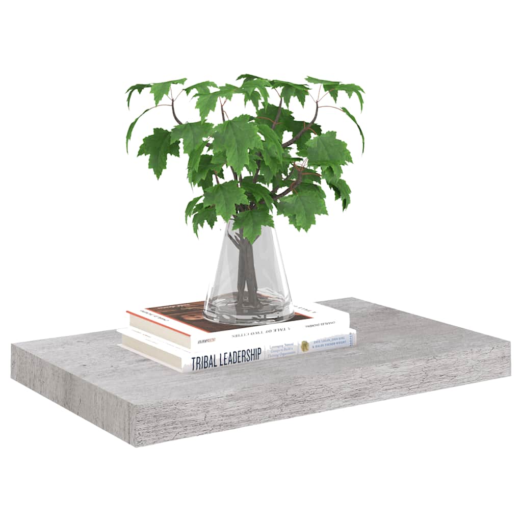 Plutajuća zidna polica siva boja betona 50 x 23 x 3,8 cm MDF