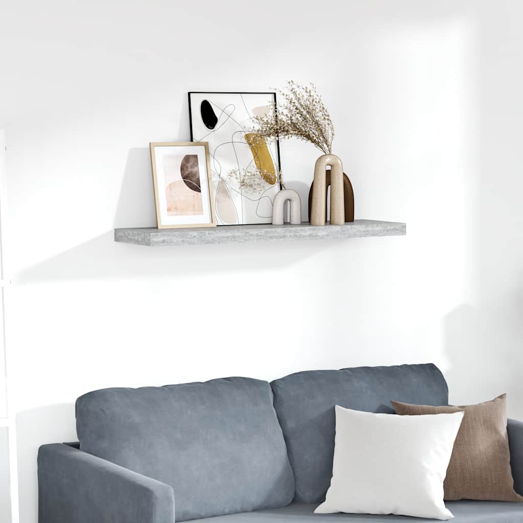Plutajuća zidna polica siva boja betona 90 x 23,5 x 3,8 cm MDF