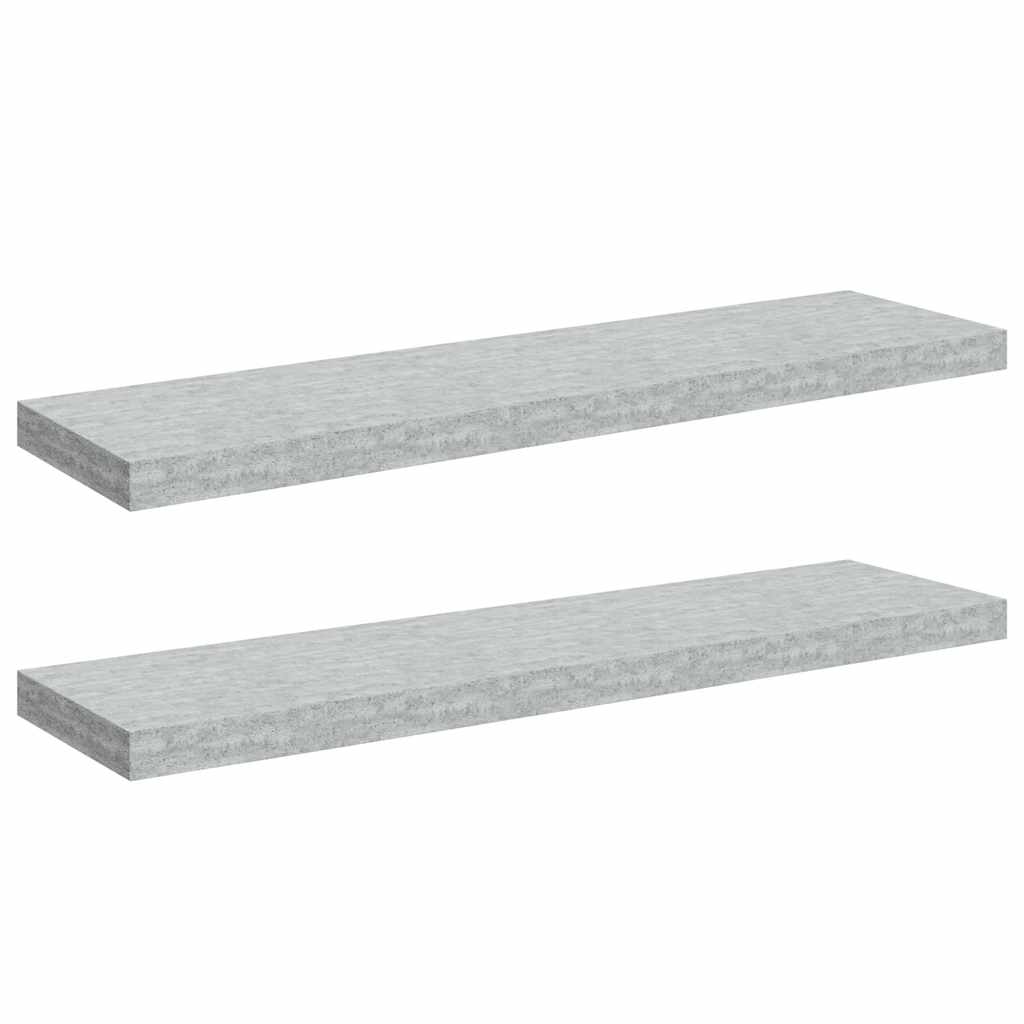 Plutajuće zidne police 2 kom boja betona 90x23,5x3,8 cm MDF