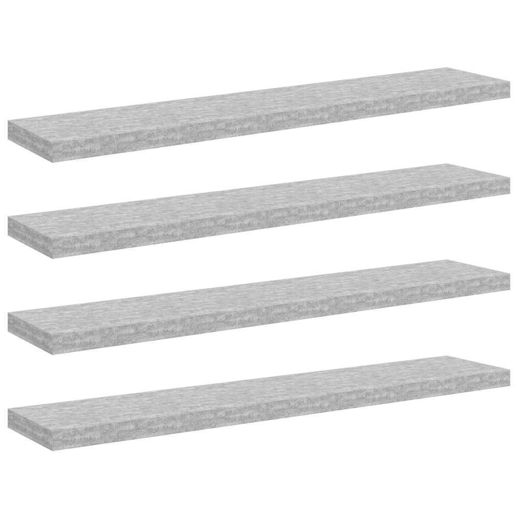 Plutajuće zidne police 4 kom boja betona 120x23,5x3,8 cm MDF