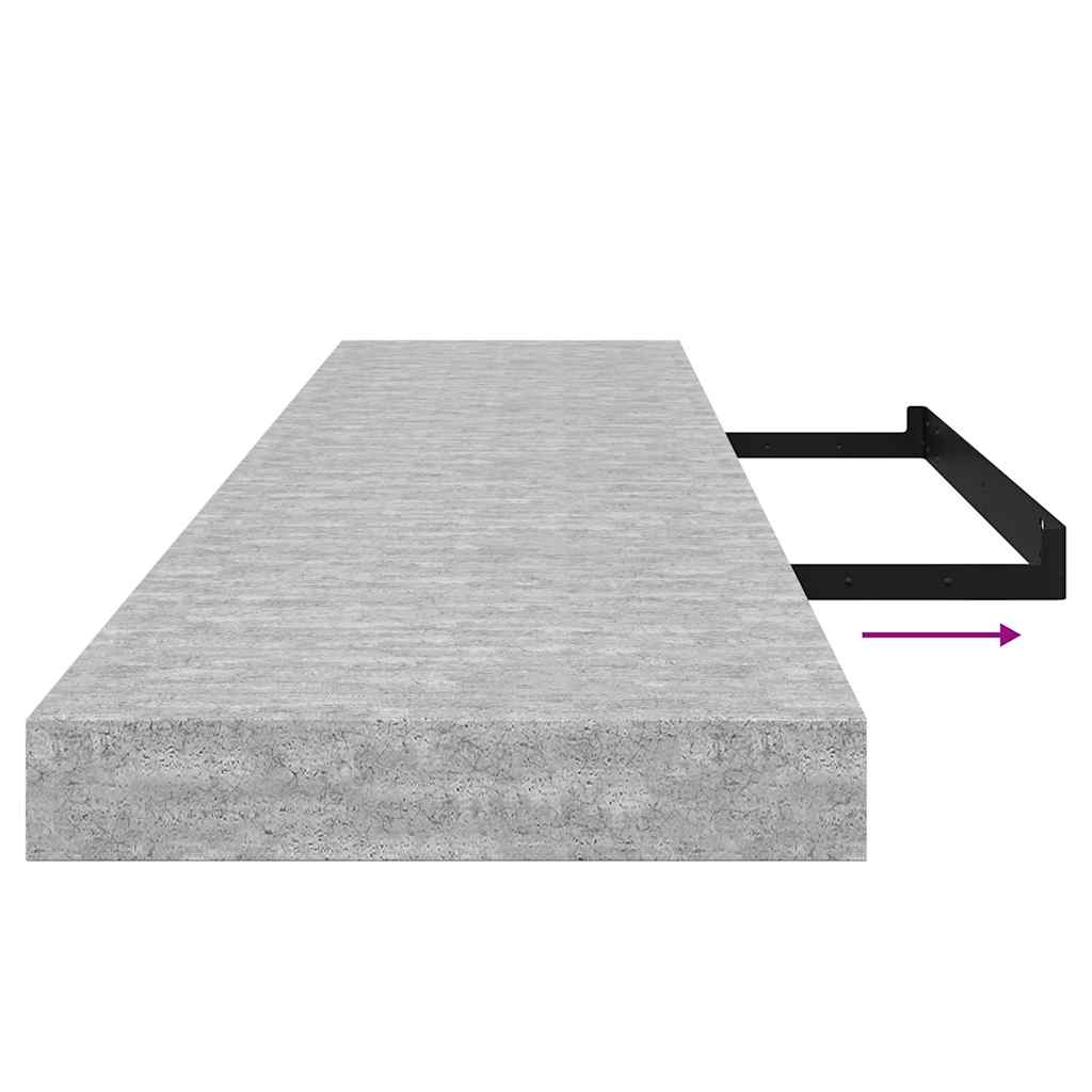 Plutajuće zidne police 4 kom boja betona 120x23,5x3,8 cm MDF