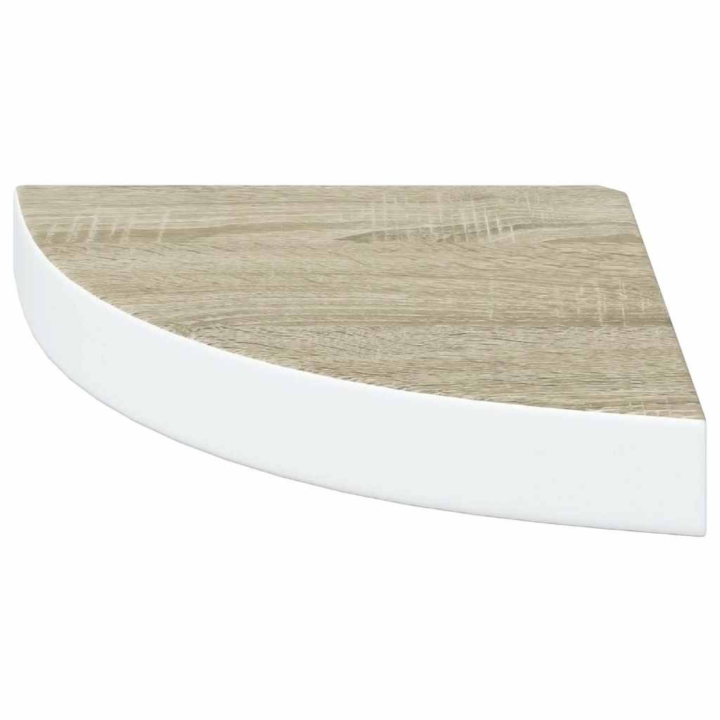 Kutna zidna polica boja hrasta i bijela 25 x 25 x 3,8 cm MDF