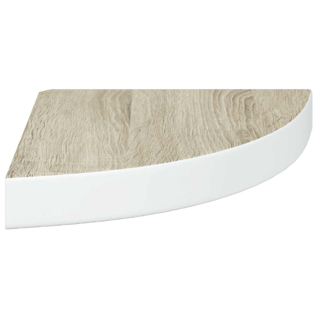 Kutne zidne police 2 kom boja hrasta i bijele 25x25x3,8 cm MDF