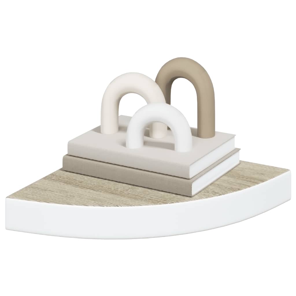 Kutne zidne police 4 kom boja hrasta i bijele 25x25x3,8 cm MDF
