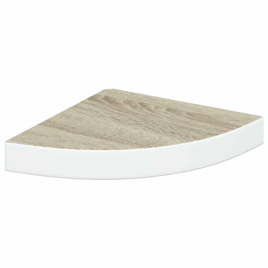 Kutne zidne police 4 kom boja hrasta i bijele 25x25x3,8 cm MDF