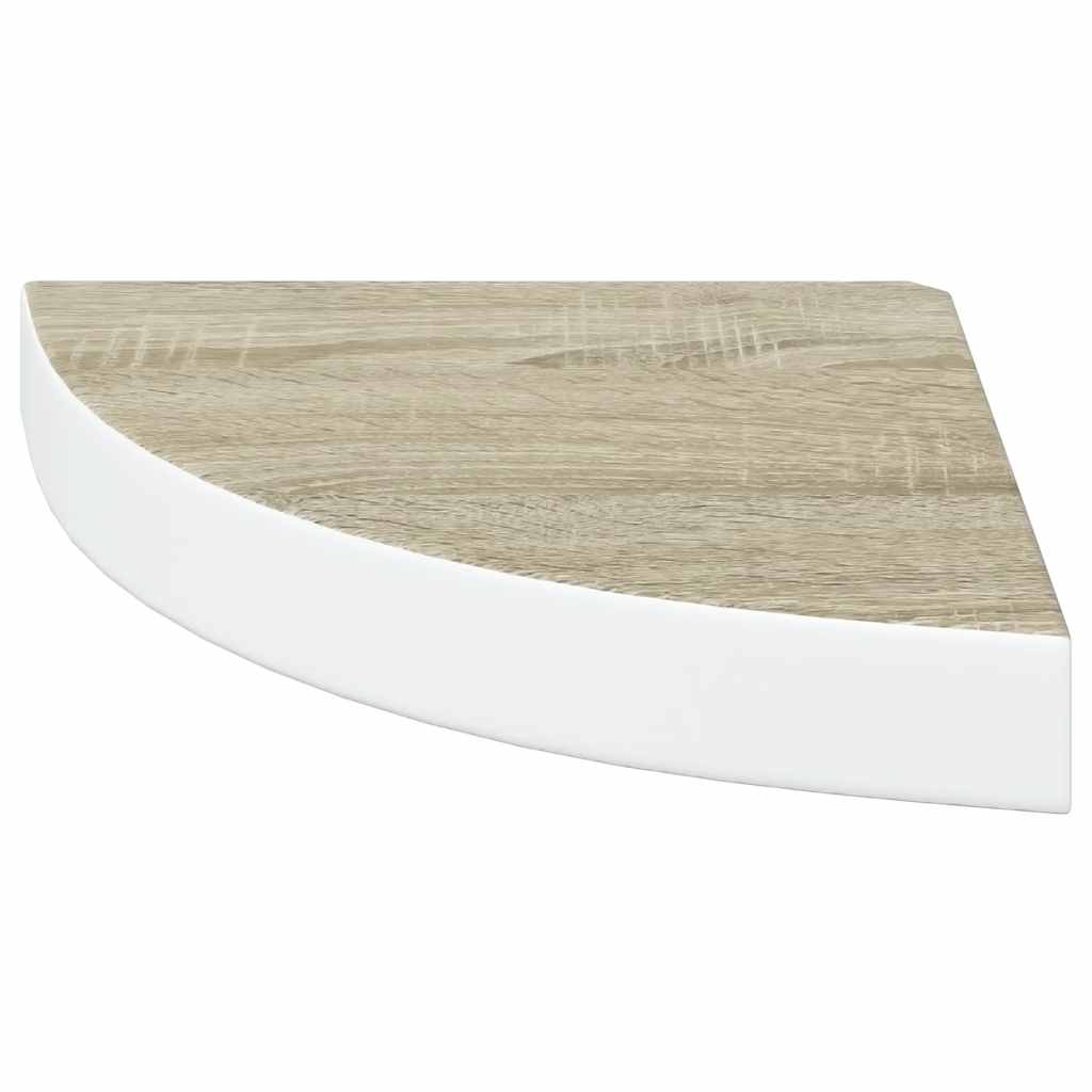 Kutne zidne police 4 kom boja hrasta i bijele 25x25x3,8 cm MDF