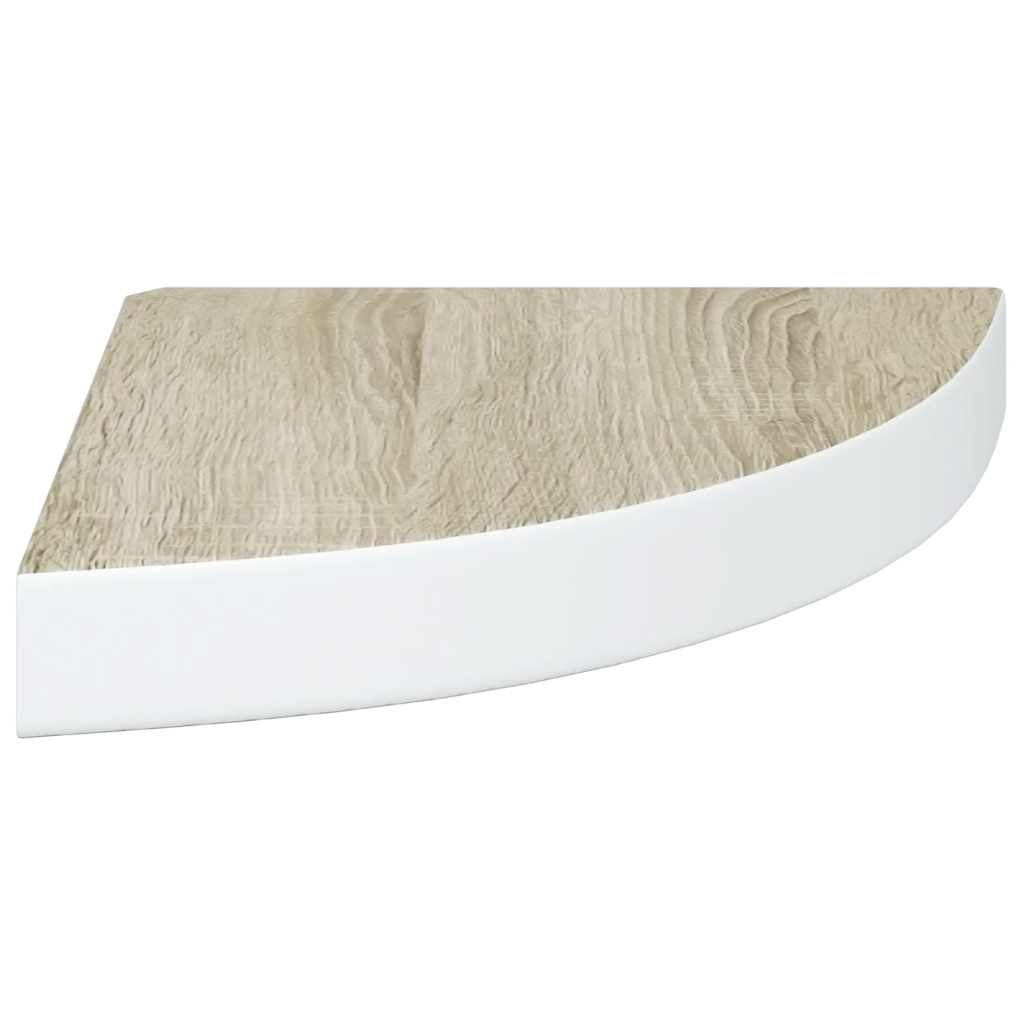 Kutne zidne police 4 kom boja hrasta i bijele 25x25x3,8 cm MDF