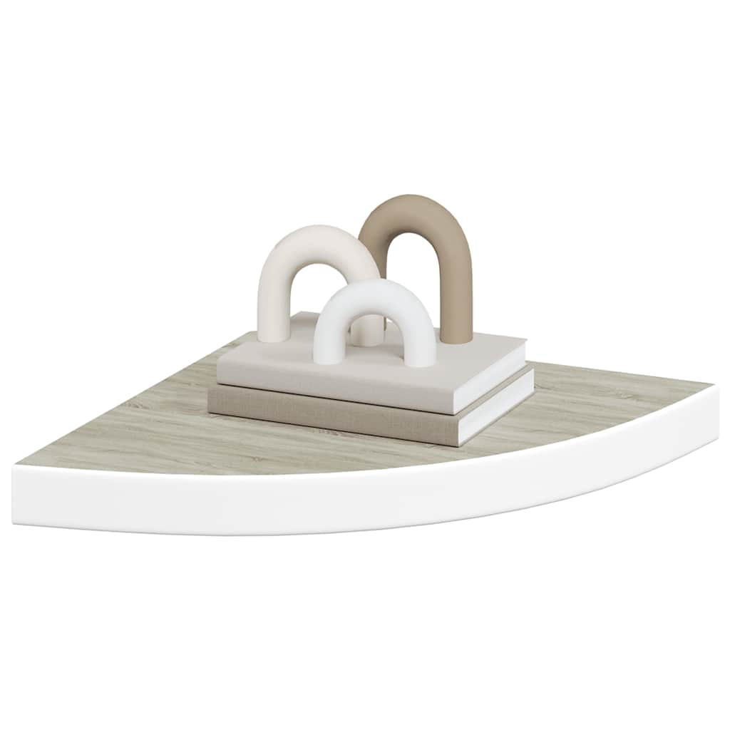 Kutne zidne police 4 kom boja hrasta i bijele 35x35x3,8 cm MDF