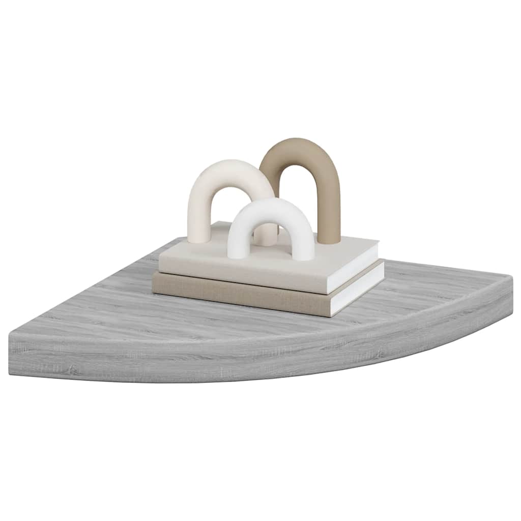 Kutna zidna polica siva boja betona 35 x 35 x 3,8 cm MDF