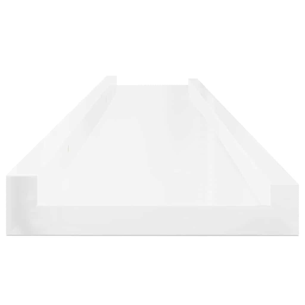 Zidne police 2 kom visoki sjaj bijele 100 x 9 x 3 cm