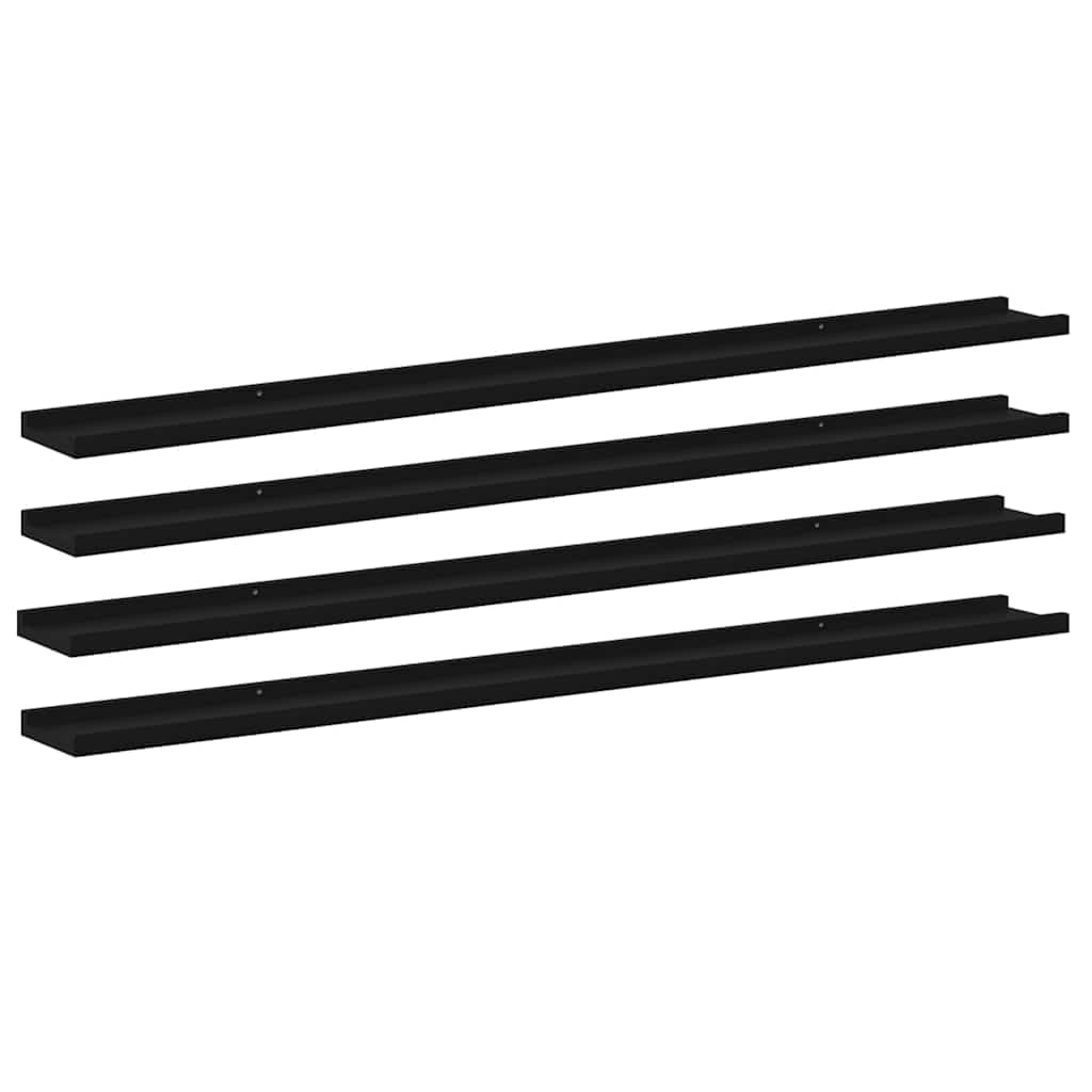 Zidne police 4 kom crne 115 x 9 x 3 cm