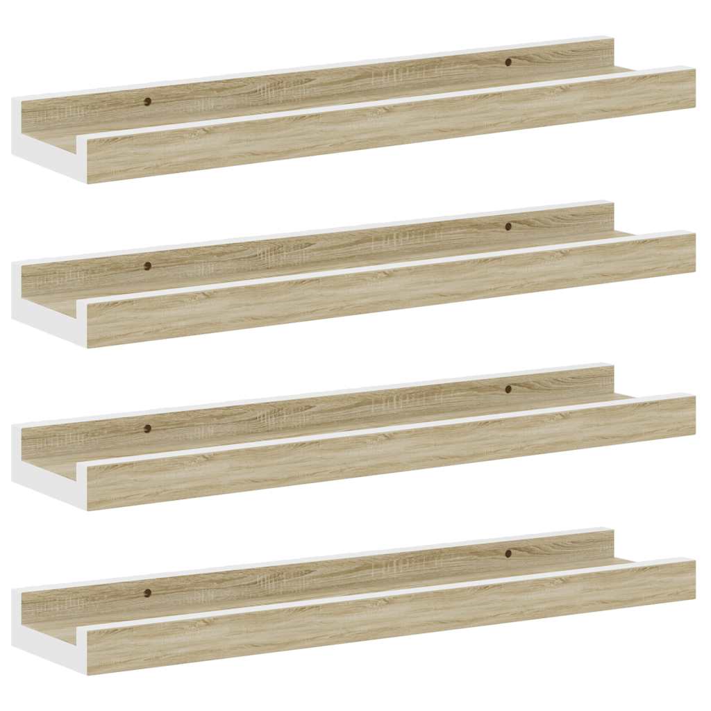 Zidne police 4 kom bijele i boja hrasta sonome 40 x 9 x 3 cm