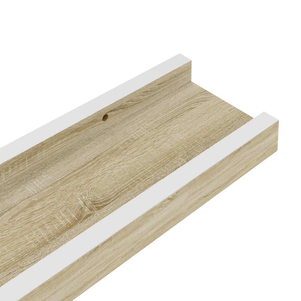 Zidne police 4 kom bijele i boja hrasta sonome 60 x 9 x 3 cm