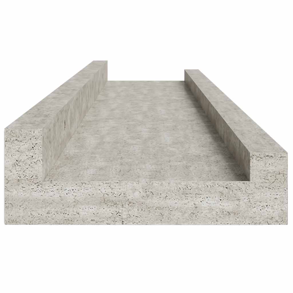 Zidne police 2 kom siva boja betona 60 x 9 x 3 cm