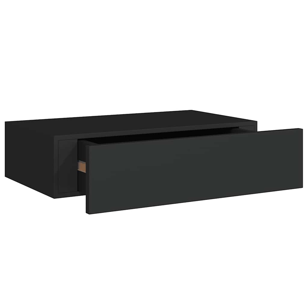 Zidne police s ladicom 2 kom crne 40 x 23,5 x 10 cm MDF