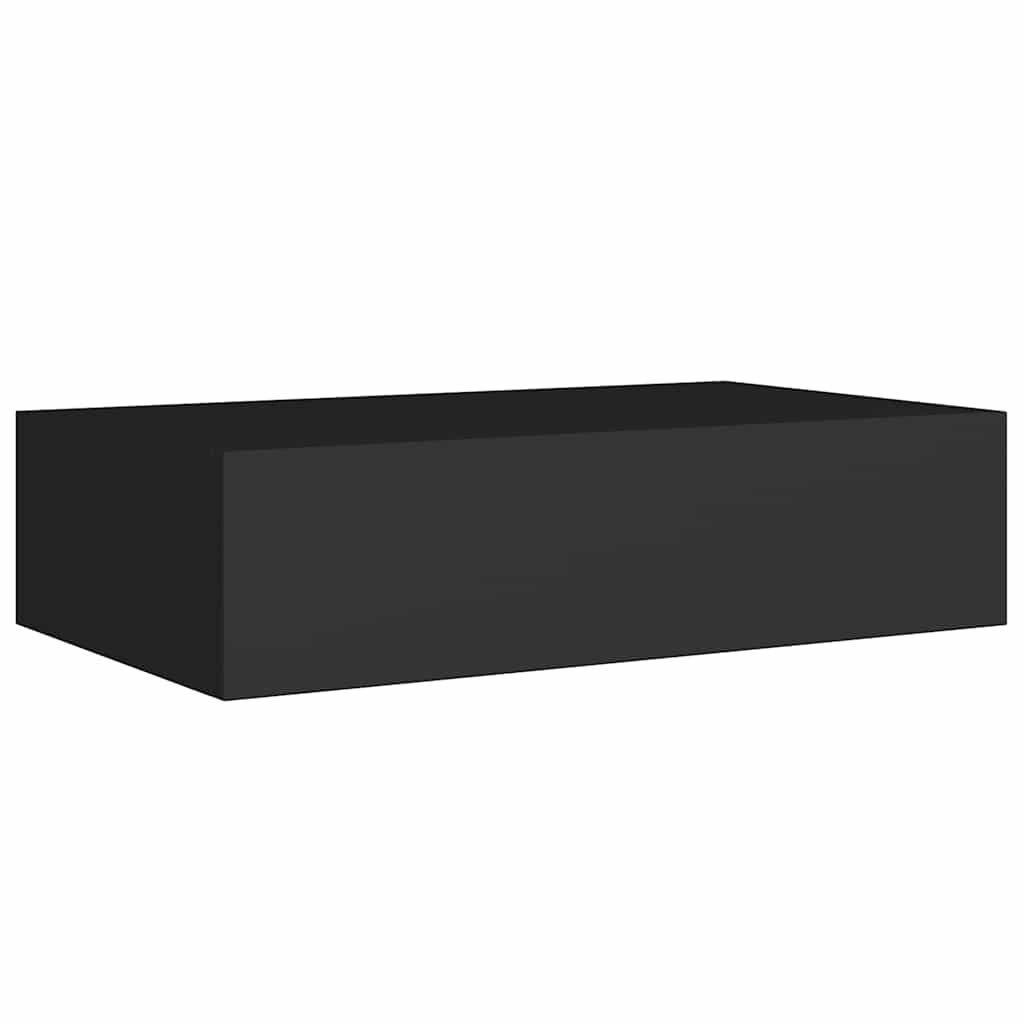 Zidne police s ladicom 2 kom crne 40 x 23,5 x 10 cm MDF