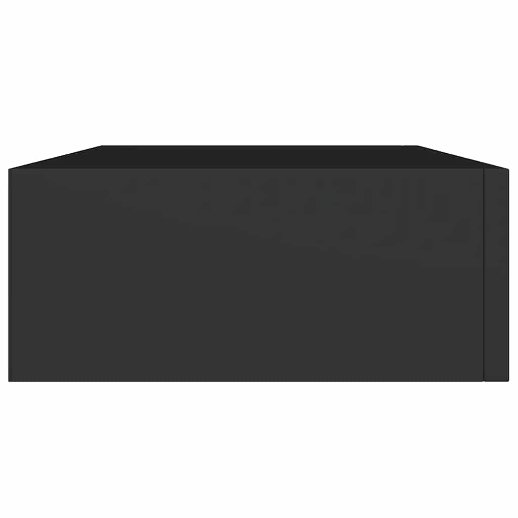 Zidne police s ladicom 2 kom crne 40 x 23,5 x 10 cm MDF