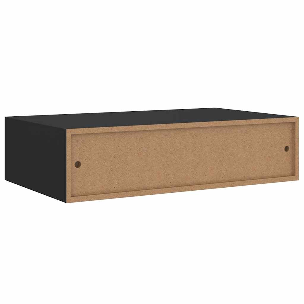 Zidne police s ladicom 2 kom crne 40 x 23,5 x 10 cm MDF