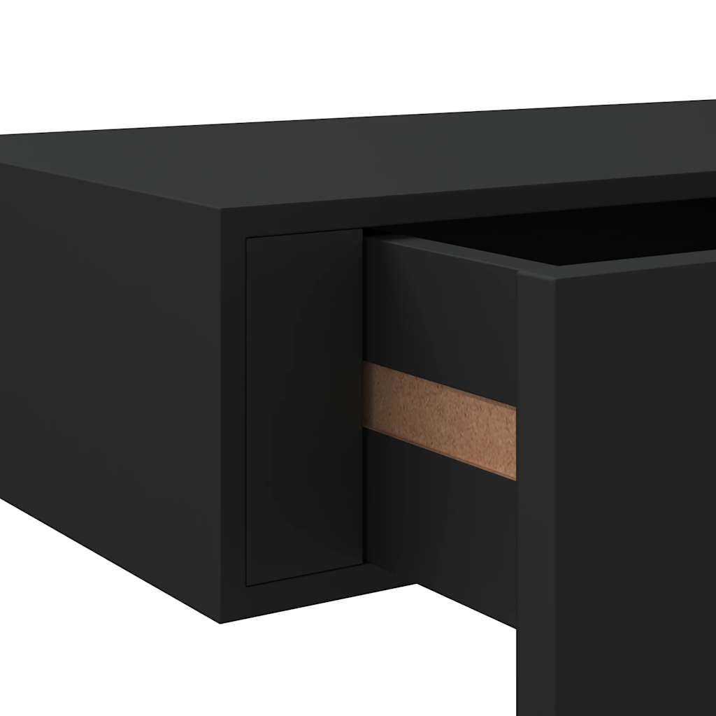 Zidne police s ladicom 2 kom crne 40 x 23,5 x 10 cm MDF