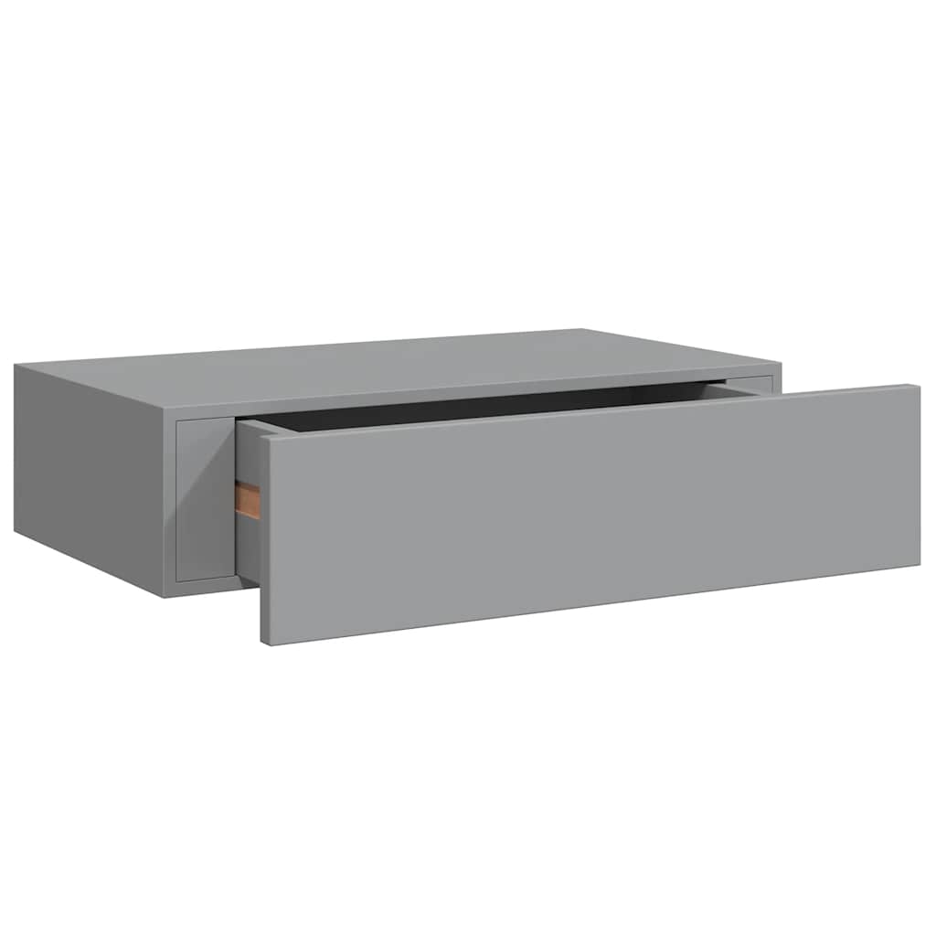 Zidne police s ladicom 2 kom sive 40 x 23,5 x 10 cm MDF