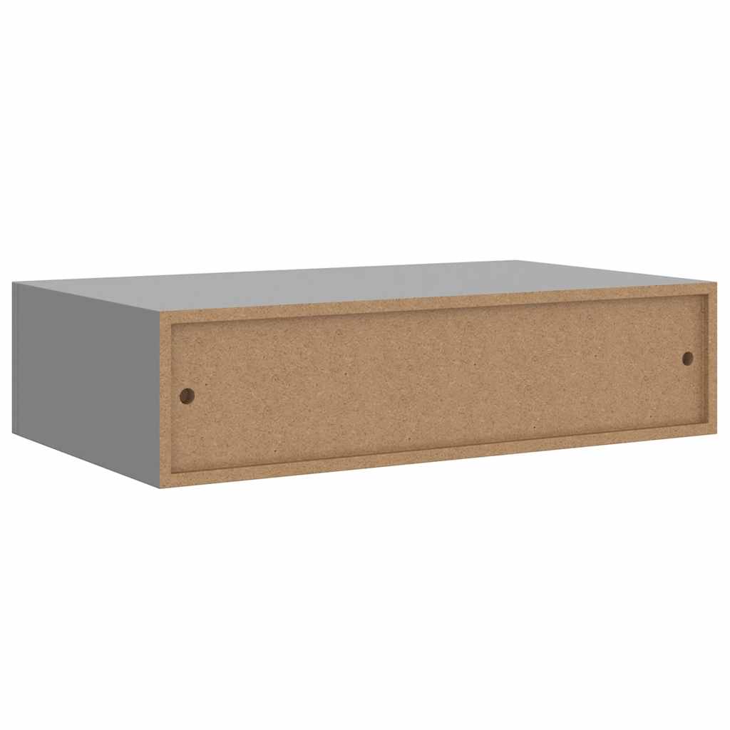 Zidne police s ladicom 2 kom sive 40 x 23,5 x 10 cm MDF